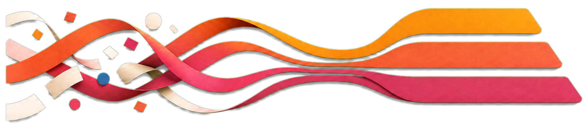 Colorful, tangled creative lines resolving into the three precise bars of the EditQueue mark